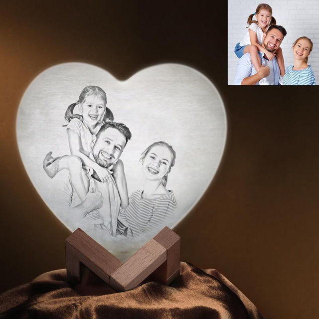 Picture of Personalized 3D Photo Heart Moon Lamp with Touch Control (15cm-20cm) | Customized Moon Lamp With Photo & Text | Best Gifts Idea for 15th Wedding Anniversary