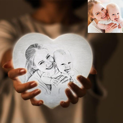 Picture of Personalized 3D Photo Heart Moon Lamp with Touch Control for Mom Best Birthday Gift (15cm-20cm) | Customized Moon Lamp With Photo & Text | Best Gifts Idea for Thanksgiving, Christmas, Mother's Day etc.