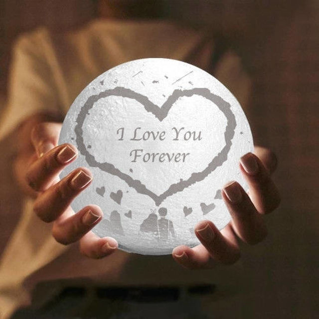 Picture of Personalized 3D Moon Lamp with Touch Control Big Heart Shape (10cm-20cm) | Customized Moon Lamp With Photo & Text | Best Gifts Idea for  Birthday, Thanksgiving, Christmas etc.