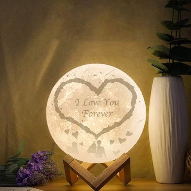 Picture of Personalized 3D Moon Lamp with Touch Control Big Heart Shape (10cm-20cm) | Customized Moon Lamp With Photo & Text | Best Gifts Idea for  Birthday, Thanksgiving, Christmas etc.