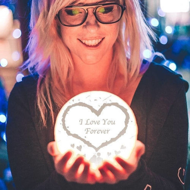 Picture of Personalized 3D Moon Lamp with Touch Control Big Heart Shape (10cm-20cm) | Customized Moon Lamp With Photo & Text | Best Gifts Idea for  Birthday, Thanksgiving, Christmas etc.