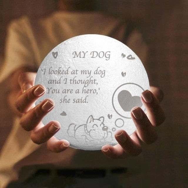 Picture of Personalized 3D Moon Lamp with Touch Control Cute Pet Style (10cm-20cm) | Customized Moon Lamp With Photo & Text | Best Gifts Idea for  Birthday, Thanksgiving, Christmas etc.