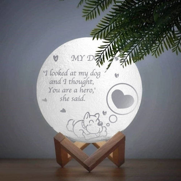 Picture of Personalized 3D Moon Lamp with Touch Control Cute Pet Style (10cm-20cm) | Customized Moon Lamp With Photo & Text | Best Gifts Idea for  Birthday, Thanksgiving, Christmas etc.