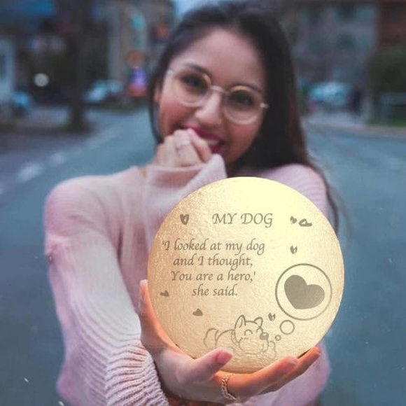 Picture of Personalized 3D Moon Lamp with Touch Control Cute Pet Style (10cm-20cm) | Customized Moon Lamp With Photo & Text | Best Gifts Idea for  Birthday, Thanksgiving, Christmas etc.