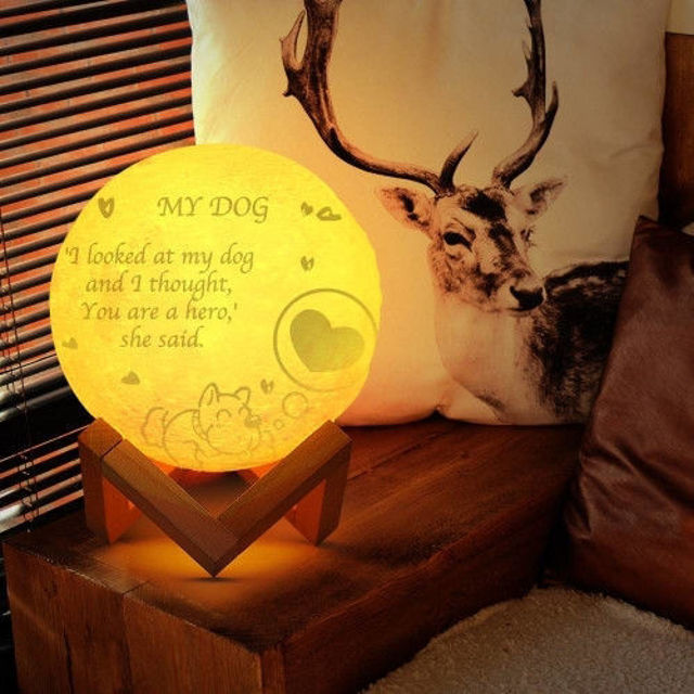 Picture of Personalized 3D Moon Lamp with Touch Control Cute Pet Style (10cm-20cm) | Customized Moon Lamp With Photo & Text | Best Gifts Idea for  Birthday, Thanksgiving, Christmas etc.