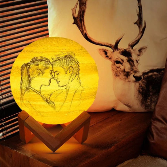 Picture of Magic 3D Personalized Photo Moon Lamp with Touch Control for Loving Couples (10cm-20cm) | Customized Moon Lamp With Photo & Text | Best Gifts Idea for  Birthday, Thanksgiving, Christmas etc.