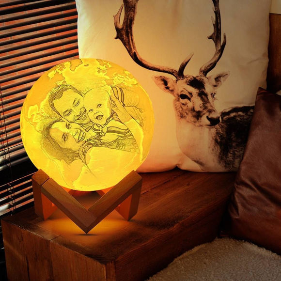 Picture of Magic 3D Personalized Photo Moon Lamp with Touch Control for Loving Family (10cm-20cm) | Customized Moon Lamp With Photo & Text | Best Gifts Idea for  Birthday, Thanksgiving, Christmas etc.