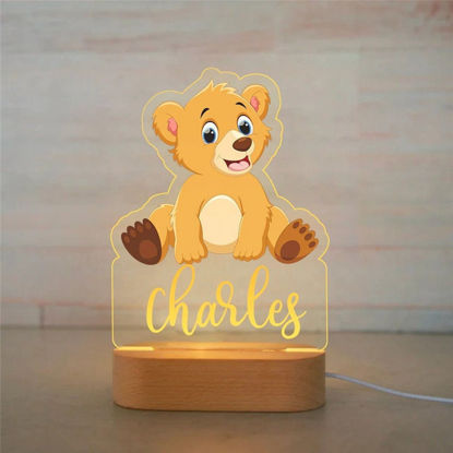 Picture of Custom Name Night Light for Kids | Personalized Cartoon Bear Night Light with LED Lighting for Children | Personalized It With Your Kid's Name | Best Gifts Idea for Birthday, Thanksgiving, Christmas etc.