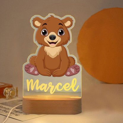 Picture of Custom Name Night Light for Kids | Personalized Cartoon Little Bear Night Light with LED Lighting for Children | Personalized It With Your Kid's Name | Best Gifts Idea for Birthday, Thanksgiving, Christmas etc.
