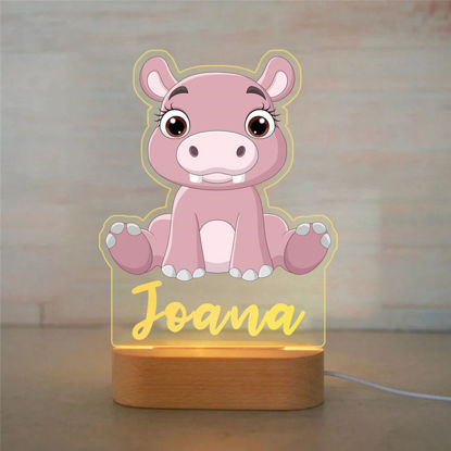 Picture of Custom Name Night Light for Kids | Personalized Cartoon Hippo Night Light with LED Lighting for Children | Personalized It With Your Kid's Name | Best Gifts Idea for Birthday, Thanksgiving, Christmas etc.