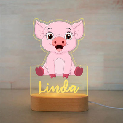 Picture of Custom Name Night Light for Kids | Personalized Cartoon Pig Night Light with LED Lighting for Children | Personalized It With Your Kid's Name | Best Gifts Idea for Birthday, Thanksgiving, Christmas etc.