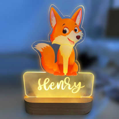 Picture of Custom Name Night Light for Kids | Personalized Cartoon Fox Night Light with LED Lighting for Children | Personalized It With Your Kid's Name | Best Gifts Idea for Birthday, Thanksgiving, Christmas etc.
