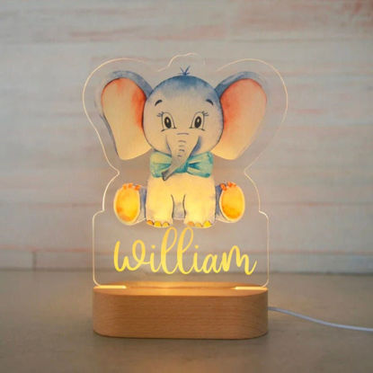Picture of Custom Name Night Light for Kids | Personalized Cartoon Tie Elephant Night Light with LED Lighting for Children | Personalized It With Your Kid's Name | Best Gifts Idea for Birthday, Thanksgiving, Christmas etc.