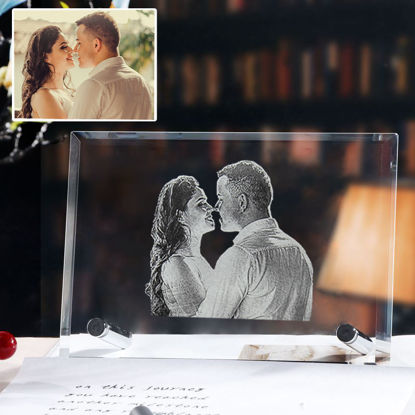 Picture of Custom Crystal Photo Frame: Landscape | Personalized Crystal Photo Frame | Unique Gift for Birthday Wedding Christmas etc.