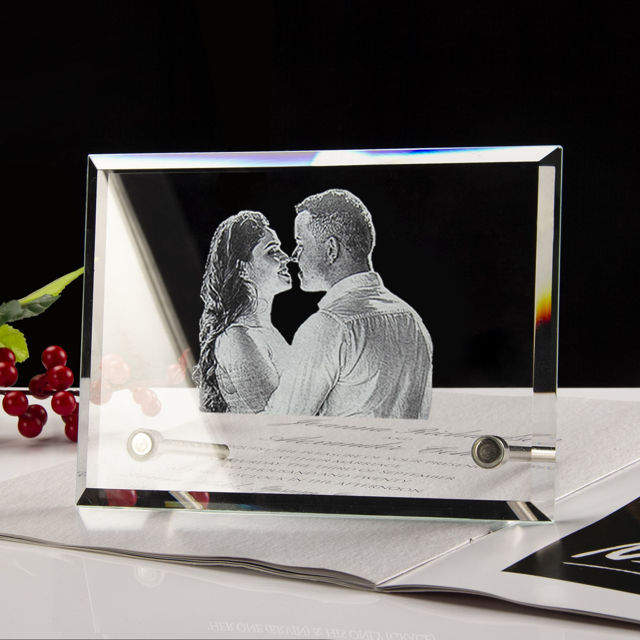 Picture of Custom Crystal Photo Frame: Landscape | Personalized Crystal Photo Frame | Unique Gift for Birthday Wedding Christmas etc.