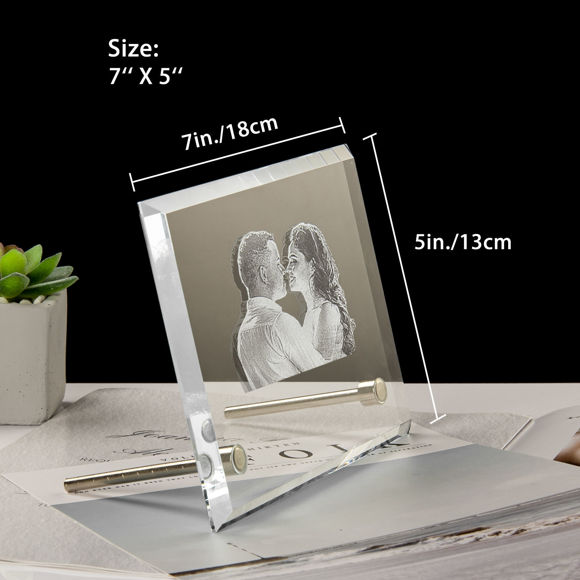 Picture of Custom Crystal Photo Frame: Landscape | Personalized Crystal Photo Frame | Unique Gift for Birthday Wedding Christmas etc.