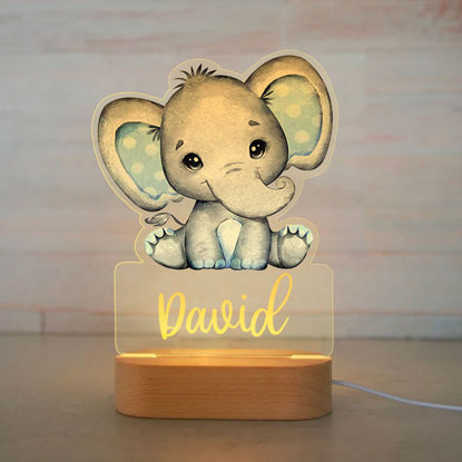 Picture of Custom Name Night Light for Kids | Personalized Cartoon Blue Elephant Night Light with LED Lighting for Children | Personalized It With Your Kid's Name | Best Gifts Idea for Birthday, Thanksgiving, Christmas etc.