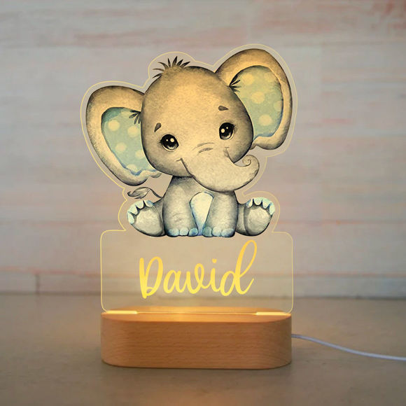 Picture of Custom Name Night Light for Kids | Personalized Cartoon Blue Elephant Night Light with LED Lighting for Children | Personalized It With Your Kid's Name | Best Gifts Idea for Birthday, Thanksgiving, Christmas etc.