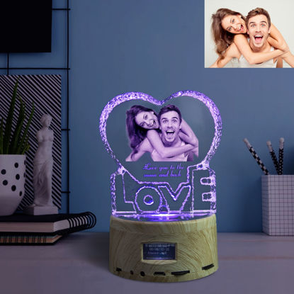 Picture of Custom Crystal Photo For Love: Bluetooth Music Box Light Base | Personalized Crystal Photo | Unique Gift for Wedding Christmas etc.