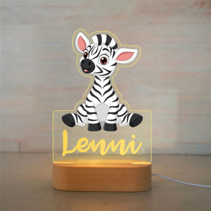 Picture of Custom Name Night Light for Kids | Personalized Cartoon Zebra Night Light with LED Lighting for Children | Personalized It With Your Kid's Name | Best Gifts Idea for Birthday, Thanksgiving, Christmas etc.