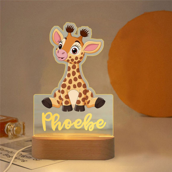 Picture of Custom Name Night Light for Kids | Personalized Cartoon Giraffe Night Light with LED Lighting for Children | Personalized It With Your Kid's Name | Best Gifts Idea for Birthday, Thanksgiving, Christmas etc.