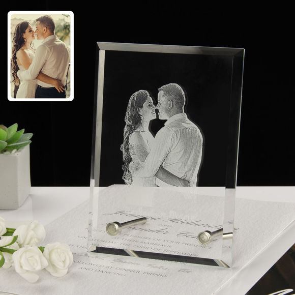 Picture of Custom Crystal Photo Frame: Portrait | Personalized Crystal Photo Frame | Unique Gift for Birthday, Wedding, Anniversary & Christmas etc.