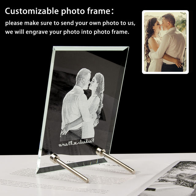 Picture of Custom Crystal Photo Frame: Portrait | Personalized Crystal Photo Frame | Unique Gift for Birthday, Wedding, Anniversary & Christmas etc.