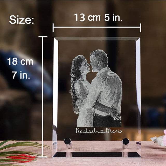 Picture of Custom Crystal Photo Frame: Portrait | Personalized Crystal Photo Frame | Unique Gift for Birthday, Wedding, Anniversary & Christmas etc.