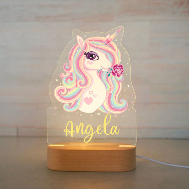 Picture of Custom Name Night Light for Kids | Personalized Cartoon Lovely Unicorn Night Light with LED Lighting for Children | Personalized It With Your Kid's Name | Best Gifts Idea for Birthday, Thanksgiving, Christmas etc.