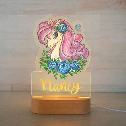Picture of Custom Name Night Light for Kids | Personalized Cartoon Beauty Unicorn Night Light with LED Lighting for Children | Personalized It With Your Kid's Name | Best Gifts Idea for Birthday, Thanksgiving, Christmas etc.