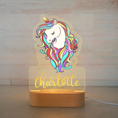 Picture of Custom Name Night Light for Kids | Personalized Cartoon Pretty Unicorn Night Light with LED Lighting for Children | Personalized It With Your Kid's Name | Best Gifts Idea for Birthday, Thanksgiving, Christmas etc.