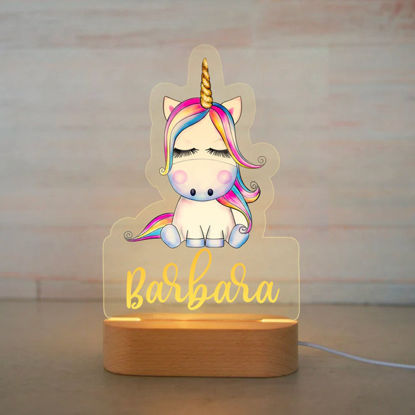 Picture of Custom Name Night Light for Kids | Personalized Cartoon Cute Unicorn Night Light with LED Lighting for Children | Personalized It With Your Kid's Name | Best Gifts Idea for Birthday, Thanksgiving, Christmas etc.