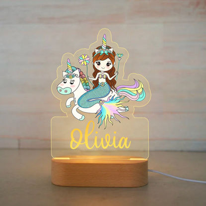 Picture of Custom Name Night Light for Kids | Personalized Cartoon  Mermaid & Unicorn Night Light with LED Lighting for Children | Personalized It With Your Kid's Name | Best Gifts Idea for Birthday, Thanksgiving, Christmas etc.
