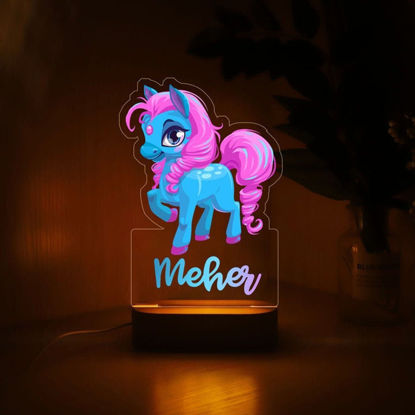 Picture of Custom Name Night Light for Kids | Personalized Cartoon Cute Pony Night Light with LED Lighting for Children | Personalized It With Your Kid's Name | Best Gifts Idea for Birthday, Thanksgiving, Christmas etc.