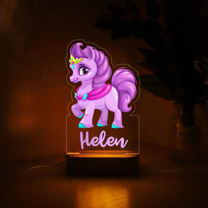 Picture of Custom Name Night Light for Kids | Personalized Cartoon Pony Princess Night Light with LED Lighting for Children | Personalized It With Your Kid's Name | Best Gifts Idea for Birthday, Thanksgiving, Christmas etc.