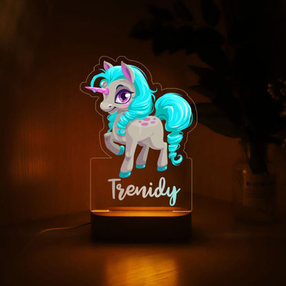 Picture of Custom Name Night Light for Kids | Personalized Cartoon Smart Unicorn Night Light with LED Lighting for Children | Personalized It With Your Kid's Name | Best Gifts Idea for Birthday, Thanksgiving, Christmas etc.
