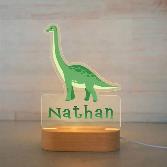 Picture of Custom Name Night Light for Kids | Personalized Cartoon Brachiosaurus Night Light with LED Lighting for Children | Personalized It With Your Kid's Name | Best Gifts Idea for Birthday, Thanksgiving, Christmas etc.