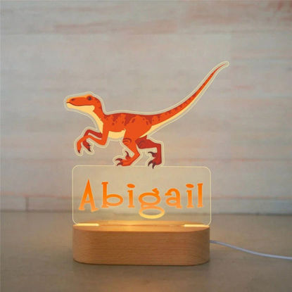 Picture of Custom Name Night Light for Kids | Personalized Cartoon Deinonychus Night Light with LED Lighting for Children | Personalized It With Your Kid's Name | Best Gifts Idea for Birthday, Thanksgiving, Christmas etc.