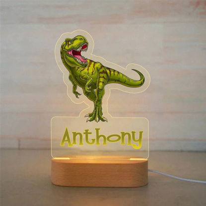 Picture of Custom Name Night Light for Kids | Personalized Cartoon Tyrannosaurus Rex Night Light with LED Lighting for Children | Personalized It With Your Kid's Name | Best Gifts Idea for Birthday, Thanksgiving, Christmas etc.