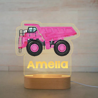 Picture of Custom Name Night Light for Kids | Personalized Cartoon Dump Truck Night Light with LED Lighting for Children | Personalized It With Your Kid's Name | Best Gifts Idea for Birthday, Thanksgiving, Christmas etc.