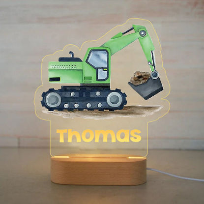Picture of Custom Name Night Light for Kids | Personalized Cartoon Excavatort Night Light with LED Lighting for Children | Personalized It With Your Kid's Name | Best Gifts Idea for Birthday, Thanksgiving, Christmas etc.