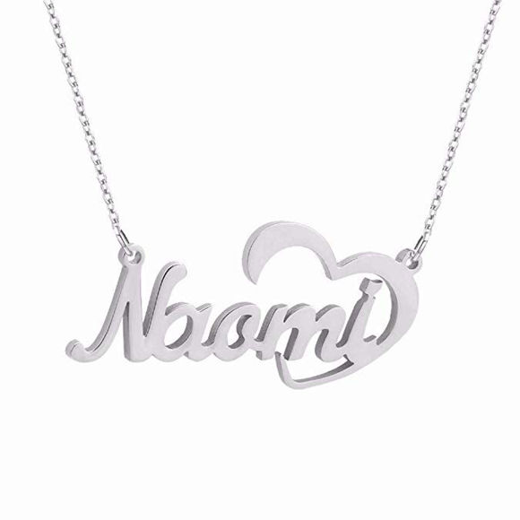 Picture of Personalized Name Necklace in 925 Sterling Silver - Customize With Any Name or Birthstone | Custom Name Necklace 925 Sterling Silver with Love Heart