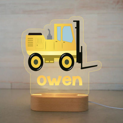 Picture of Custom Name Night Light for Kids | Personalized Cartoon Forklift Night Light with LED Lighting for Children | Personalized It With Your Kid's Name | Best Gifts Idea for Birthday, Thanksgiving, Christmas etc.