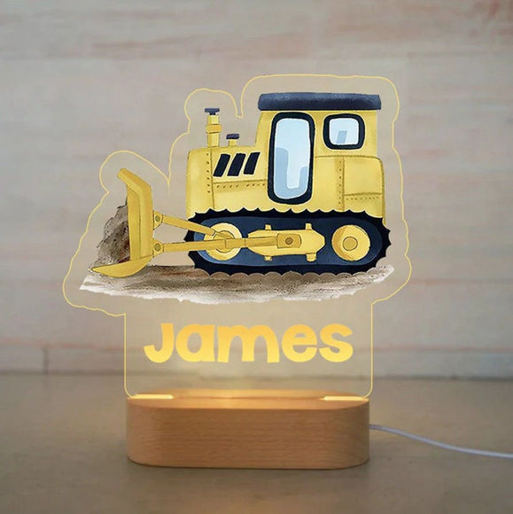 Picture of Custom Name Night Light for Kids | Personalized Cartoon Pushdozer Night Light with LED Lighting for Children | Personalized It With Your Kid's Name | Best Gifts Idea for Birthday, Thanksgiving, Christmas etc.