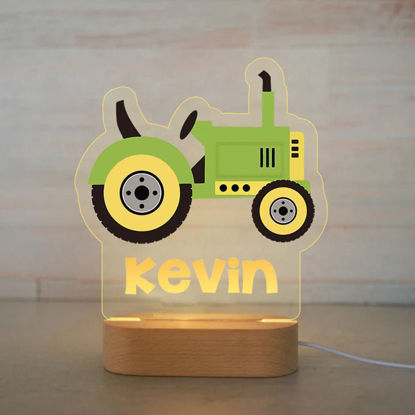 Picture of Custom Name Night Light for Kids | Personalized Cartoon Tractor Night Light with LED Lighting for Children | Personalized It With Your Kid's Name | Best Gifts Idea for Birthday, Thanksgiving, Christmas etc.