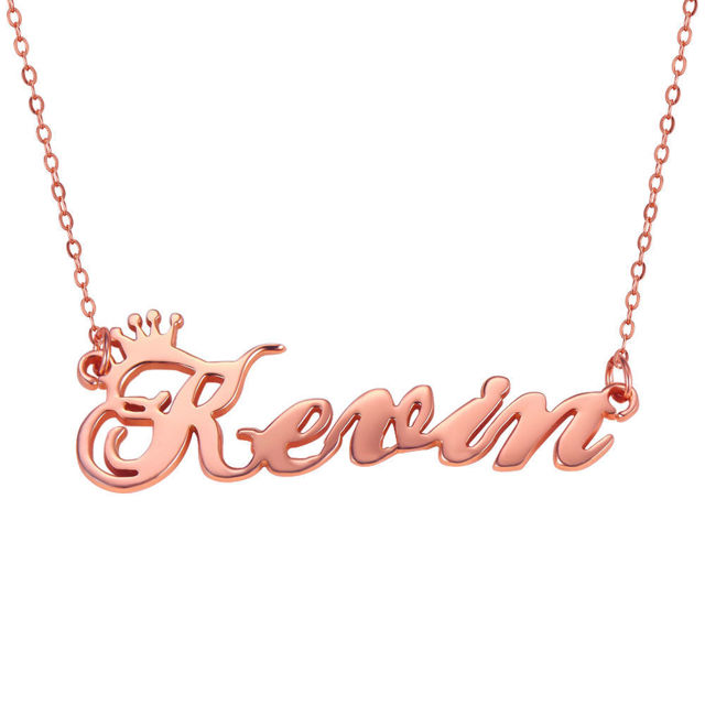 Picture of Personalized Crown Name Necklace in 925 Sterling Silver - Customize With Any Name or Birthstone | Custom Name Necklace 925 Sterling Silver