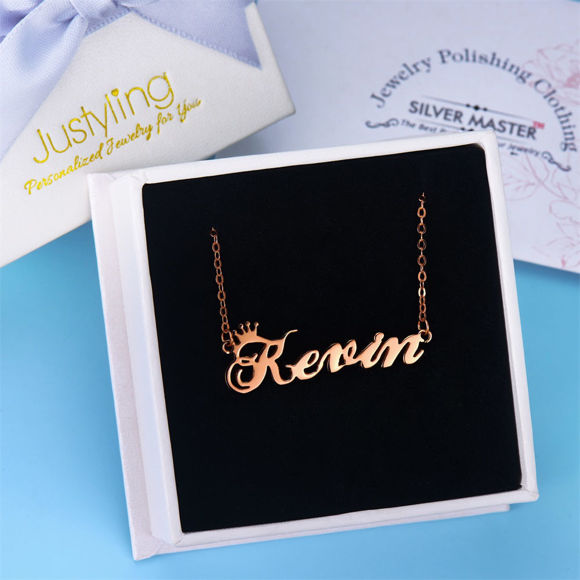 Picture of Personalized Crown Name Necklace in 925 Sterling Silver - Customize With Any Name or Birthstone | Custom Name Necklace 925 Sterling Silver