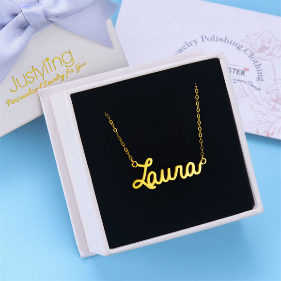 Picture of Personalized Simple Name Necklace in 925 Sterling Silver - Customize With Any Name or Birthstone | Custom Name Necklace 925 Sterling Silver