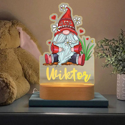 Picture of Custom Name Night Light for Kids | Personalized Cartoon Cute Gnomes Night Light with LED Lighting for Children | Personalized It With Your Kid's Name | Best Gifts Idea for Birthday, Thanksgiving, Christmas etc.