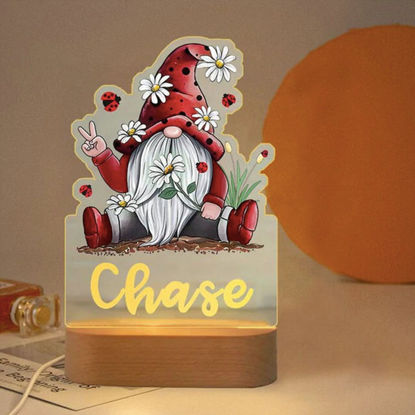 Picture of Custom Name Night Light for Kids | Personalized Cartoon Daisy & Ladybug & Gnomes Night Light with LED Lighting for Children | Personalized It With Your Kid's Name | Best Gifts Idea for Birthday, Thanksgiving, Christmas etc.